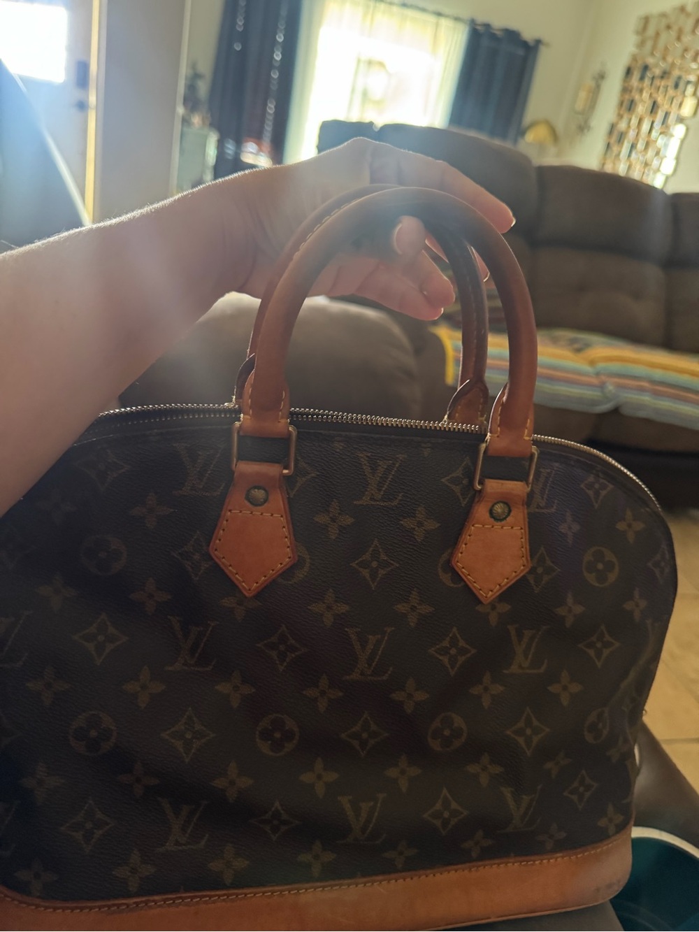 Classic Monogram Brown Leather Satchel - Luxury Designer Style